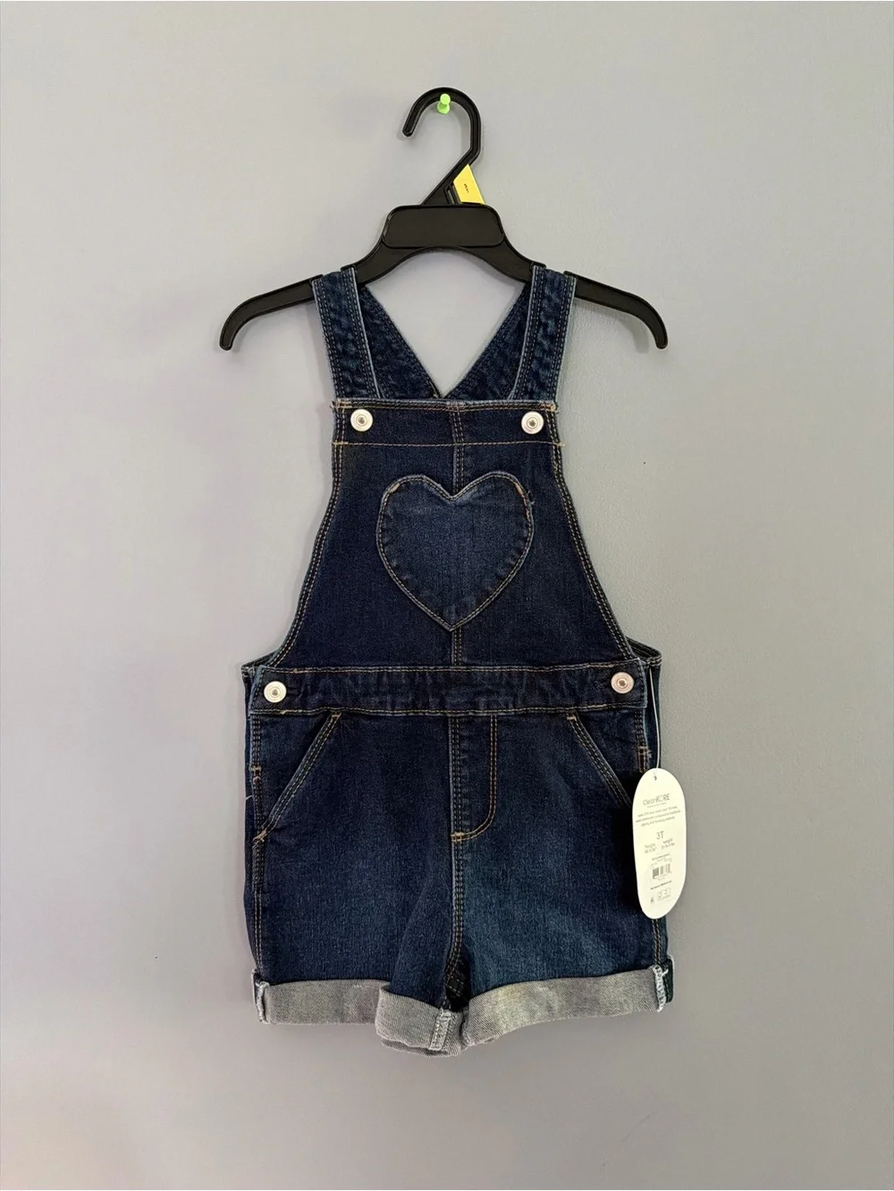 wonder nation Dark Blue Denim Heart Overall Shorts